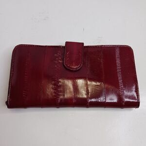 Lee Sands Women's Wallet Burgundy Eel Skin